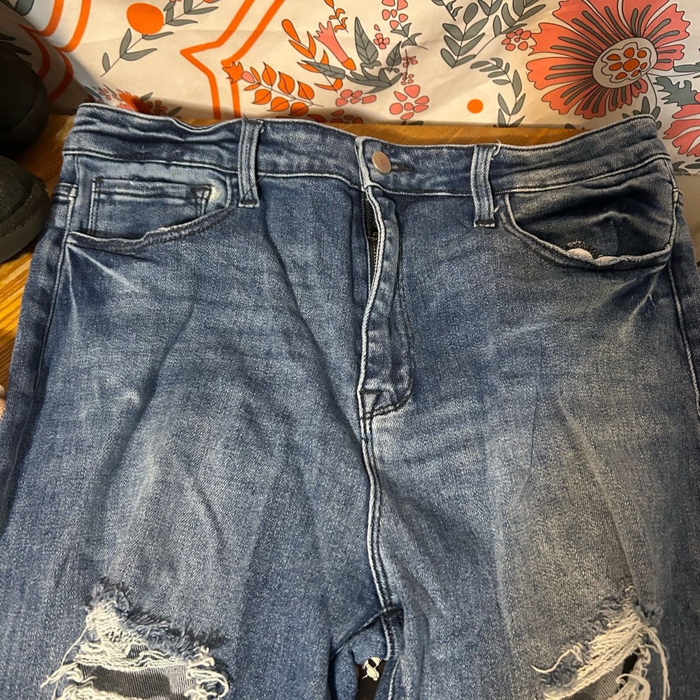 Distressed Blue Denim Jeans